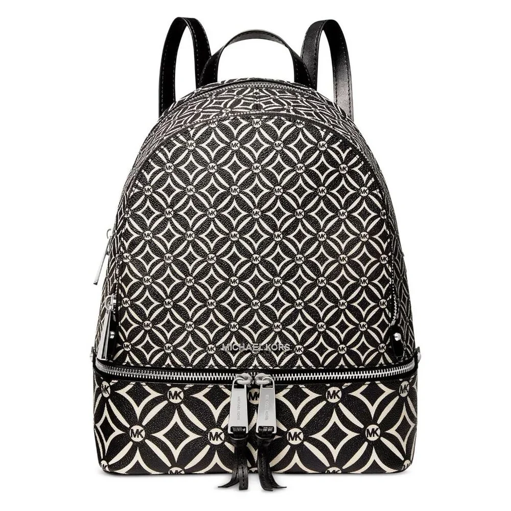 Michael Kors Rhea Medium Backpack – Black/Light Cream